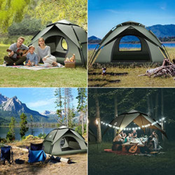 Camping Zelt Automatisches Sofortzelt 2-3 Personen Pop Up, Doppelschicht Wasserdicht & Winddichte Ultraleichte Kuppelzelt UV 