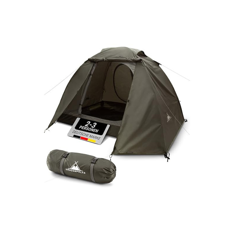 WANDERFALKE® Zelt 2-3 Personen wasserdicht, Ultraleicht & kleines Packmaß - Outdoor Zelte für Camping, Trekking, Bikepacking, WANDERFALKE® Zelt 2-3 Personen wasserdicht, Ultraleicht & kleines Packmaß - Outdoor Zelte für Camping, Trekking, Bikepacking,