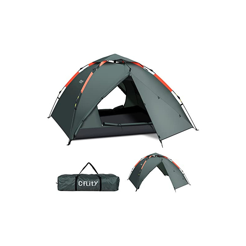 Cflity Camping Zelt, 3 Personen Instant Pop Up Wasserdicht DREI Schicht Automatische Kuppelzelt, Große 4 Jahreszeiten, Backpa Cflity Camping Zelt, 3 Personen Instant Pop Up Wasserdicht DREI Schicht Automatische Kuppelzelt, Große 4 Jahreszeiten, Backpa