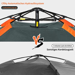 Cflity Camping Zelt, 3 Personen Instant Pop Up Wasserdicht DREI Schicht Automatische Kuppelzelt, Große 4 Jahreszeiten, Backpa