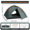 Cflity Camping Zelt, 3 Personen Instant Pop Up Wasserdicht DREI Schicht Automatische Kuppelzelt, Große 4 Jahreszeiten, Backpa