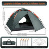 Cflity Camping Zelt, 3 Personen Instant Pop Up Wasserdicht DREI Schicht Automatische Kuppelzelt, Große 4 Jahreszeiten, Backpa