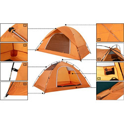 Clostnature Zelt für Camping - Wasserdichtes Outdoor 2 Mann Zelt Leichtes Kuppelzelt für 2 Personen, Kompakt, mit Kleinem Pac