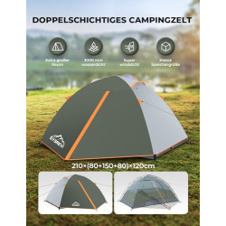 Gysrevi Camping Zelt Wurfzelt Zelt 2 Personen Kuppelzelte Wasserdicht Winddicht Dome Tent Ultraleicht Zelt für Camping Outdoo
