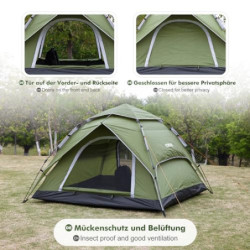 Yorbay 2 in 1 Pop Up Camping Zelte für 2-3 Personen, doppelwandig Wasserdicht UV-Schutz Kuppelzelte Wurfzelte für Familie, Tr