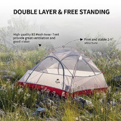 Naturehike Star-River Leichtes Zelt 20D Silikon Stoff 2 Person Doppelschichten Aluminium Rod Camping Zelt 20D Grau 