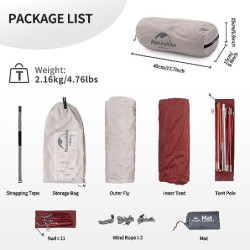 Naturehike Star-River Leichtes Zelt 20D Silikon Stoff 2 Person Doppelschichten Aluminium Rod Camping Zelt 20D Grau 