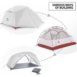 Naturehike Star-River Leichtes Zelt 20D Silikon Stoff 2 Person Doppelschichten Aluminium Rod Camping Zelt 20D Grau 