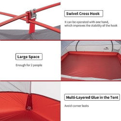 Naturehike Star-River Leichtes Zelt 20D Silikon Stoff 2 Person Doppelschichten Aluminium Rod Camping Zelt 20D Grau 