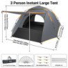 Cflity Camping Zelt, 3 Personen Pop Up Zelt Automatisches Instant DREI Schicht Wasserdicht 4 Jahreszeiten Große Wurfzelt & Ze