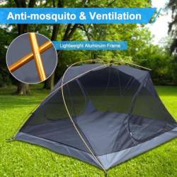 Campingzelt, 3-4 Personen Kuppelzelt mit Moskitonetz 5000mm Wasserdichtes Winddicht Anti Moskito Familienzelt, Leicht, 4 Jahr
