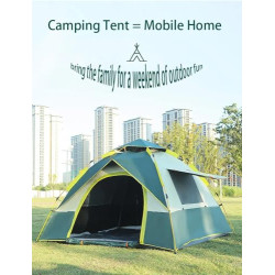 Pop-Up-Zelt 4 Personen Familie mit Fenster, Wasserdicht, Tragetasche für Camping Wandern 4 Jahreszeiten