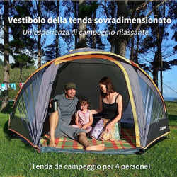 EchoSmile 4 Personen Camping Zelt,3-4 Saison Wasserdichtes 5000mm Zelt,Kuppelzelt mit Vorzelt,leichtes Wanderzelt Outdoor igl