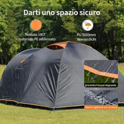 EchoSmile 4 Personen Camping Zelt,3-4 Saison Wasserdichtes 5000mm Zelt,Kuppelzelt mit Vorzelt,leichtes Wanderzelt Outdoor igl