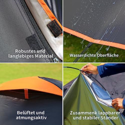 EchoSmile 4 Personen Camping Zelt,3-4 Saison Wasserdichtes 5000mm Zelt,Kuppelzelt mit Vorzelt,leichtes Wanderzelt Outdoor igl
