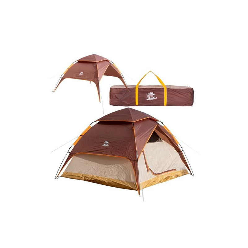 Automatik- Campingzelt Pop-Up Zelt 3-4 Personen 2 in 1 Campingzelt und Pavillon/Sonnenschutz – doppelwandig, wasserdicht, Win Automatik- Campingzelt Pop-Up Zelt 3-4 Personen 2 in 1 Campingzelt und Pavillon/Sonnenschutz – doppelwandig, wasserdicht, Win