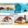 Automatik- Campingzelt Pop-Up Zelt 3-4 Personen 2 in 1 Campingzelt und Pavillon/Sonnenschutz – doppelwandig, wasserdicht, Win