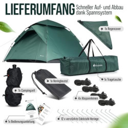 Vulnora Pop Up Zelt 4 Personen - Wasserdicht [5000mm Wassersäule] Wurfzelt 1-4 Personen | Auf- und Abbau in Sekunden - Strand