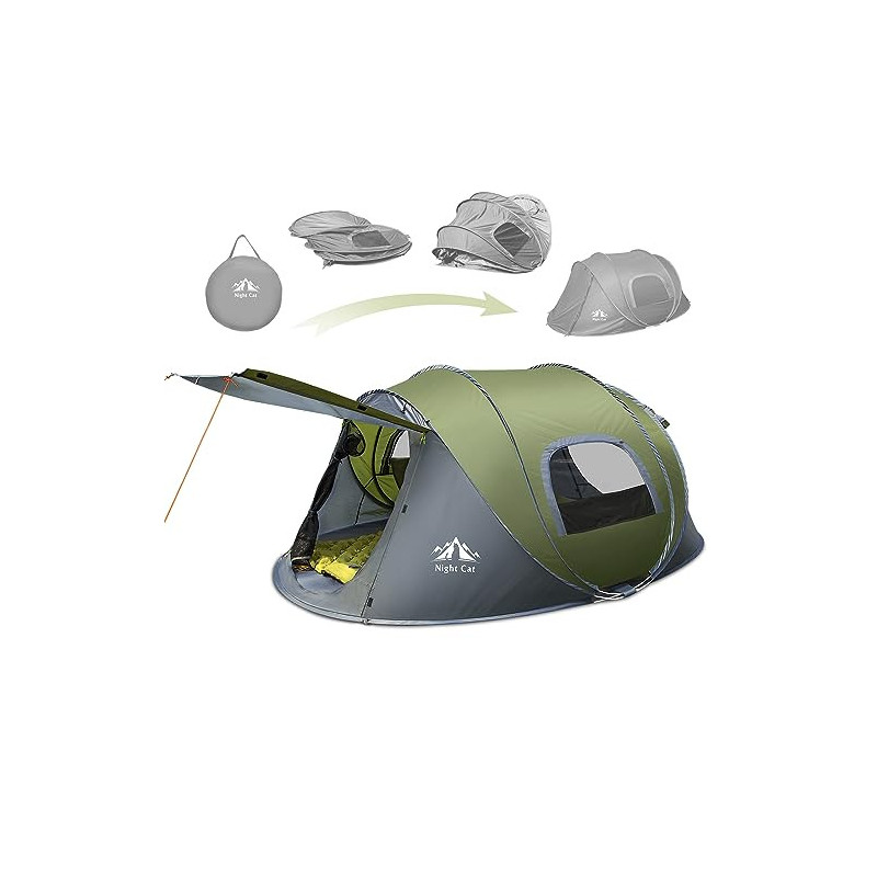 Night Cat Aufgerüstetes Pop-Up-Zelt für 2–4 Personen, einfacher Aufbau in 3 Sekunden, sofortiges Campingzelt mit Veranda, aut Night Cat Aufgerüstetes Pop-Up-Zelt für 2–4 Personen, einfacher Aufbau in 3 Sekunden, sofortiges Campingzelt mit Veranda, aut