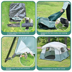 Campingzelt 4 Personen Familienzelte mit Regenschutz, Hüttenzelte, Musikfestivalzelt, Wander- und Backpackingzelte 4-6 Person