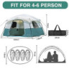 Campingzelt 4 Personen Familienzelte mit Regenschutz, Hüttenzelte, Musikfestivalzelt, Wander- und Backpackingzelte 4-6 Person