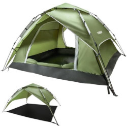 Yorbay 2 in 1 Pop Up Camping Zelte für 2-4 Personen, doppelwandig Wasserdicht UV-Schutz Kuppelzelte Wurfzelte für Familie, Tr