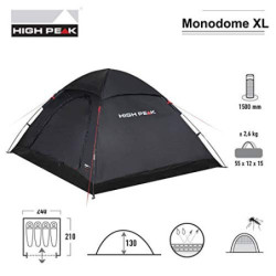 High Peak Kuppelzelt für 4 Personen Campingzelt Igluzelt 1500mm wasserdicht, Festivalzelt mit Wannenboden