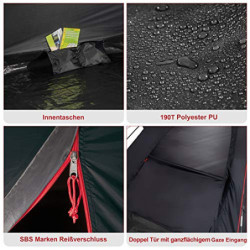 High Peak Kuppelzelt für 4 Personen Campingzelt Igluzelt 1500mm wasserdicht, Festivalzelt mit Wannenboden