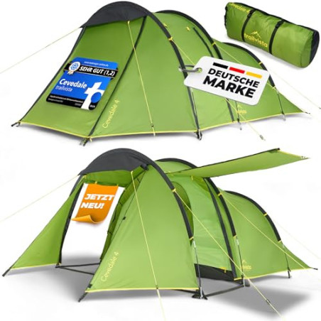 trailvista® Zelt 4 Personen - Familienzelt mit Vorzelt - Campingzelt für 4 Personen wasserdicht mit 3000mm Wassersäule - Camp