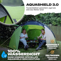 trailvista® Zelt 4 Personen - Familienzelt mit Vorzelt - Campingzelt für 4 Personen wasserdicht mit 3000mm Wassersäule - Camp