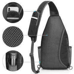 G4Free Sling Bag Rucksack, Diebstahlschutz, Brusttasche, Umhängetasche, Crossbody, Fitnessstudio, Tagesrucksack mit Kopfhörer