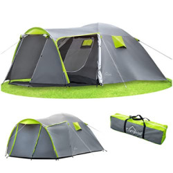 Campela Touristenzelt, Familienzelt, Tropical, für 3-4 Personen, wasserdicht 3000m, geklebte Nähte, CA0013  Green 