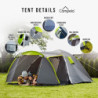 Campela Touristenzelt, Familienzelt, Tropical, für 3-4 Personen, wasserdicht 3000m, geklebte Nähte, CA0013  Green 