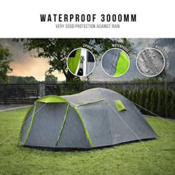 Campela Touristenzelt, Familienzelt, Tropical, für 3-4 Personen, wasserdicht 3000m, geklebte Nähte, CA0013  Green 