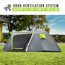 Campela Touristenzelt, Familienzelt, Tropical, für 3-4 Personen, wasserdicht 3000m, geklebte Nähte, CA0013  Green 