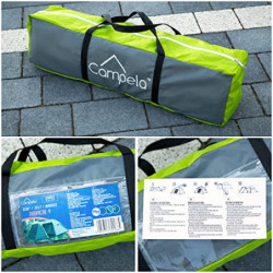 Campela Touristenzelt, Familienzelt, Tropical, für 3-4 Personen, wasserdicht 3000m, geklebte Nähte, CA0013  Green 