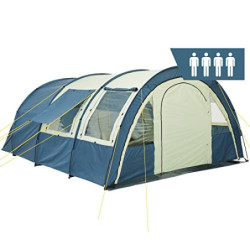 CampFeuer Zelt Multi für 4 Personen | Blau/Sand | Tunnelzelt mit riesigem Vorraum, 5000 mm Wassersäule | Campingzelt mit Bode