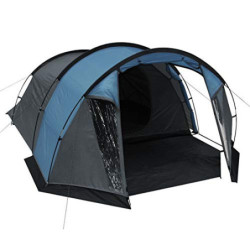 your GEAR Zelt Sopero 4 Personen Tunnelzelt mit Seiteneingang Wohnraum Fenster Wasserdicht 5000 mm UV 50+ Schutz Blau Grau
