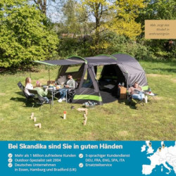 Skandika Kambo Tunnelzelt für 4 Personen | Zelt mit Schlafkabine für 4 Mann, Wasserdicht mit 3000 Wassersäule, 3 Eingänge, So
