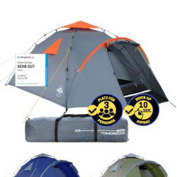 Lumaland Pop Up Zelt | 3-4 Personen Familienzelt | Wurfzelt Innenmaße 210x210x120 cm | Wasserdicht & Windfest | Ideal als Cam