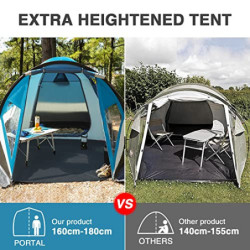 Portal Zelt 3-4 Personen Stehehöhe Camping Kuppelzelt XL mit Vorraum Seitentür&Fenster 3-4 Saison 3000mm Wasserdicht für Outd