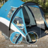 Portal Zelt 3-4 Personen Stehehöhe Camping Kuppelzelt XL mit Vorraum Seitentür&Fenster 3-4 Saison 3000mm Wasserdicht für Outd