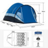Portal Zelt 3-4 Personen Stehehöhe Camping Kuppelzelt XL mit Vorraum Seitentür&Fenster 3-4 Saison 3000mm Wasserdicht für Outd