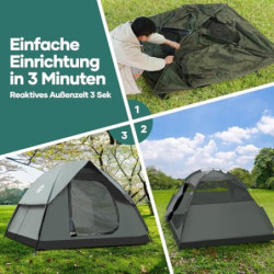 Camping Zelt, Kuppelzelte für 2-3 Personen  S 3-4 Personen L , Familienzelt Camping Backpacking Zelte Wasserdicht & Winddicht