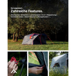 qeedo Quick Villa M, 4 Personen Familienzelt mit Quick-Up Schnellaufbau-System - Wasserdichtes Campingzelt, extra groß, hoch 