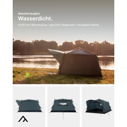 qeedo Quick Villa M, 4 Personen Familienzelt mit Quick-Up Schnellaufbau-System - Wasserdichtes Campingzelt, extra groß, hoch 