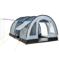 CampFeuer Zelt TunnelX für 4 Personen | Grau/Blau | Tunnelzelt mit 3 Eingängen, 5000 mm Wassersäule | Vernähte Bodenplane | G