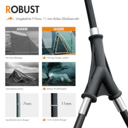 Portal Zelt 5-6 Personen Tunnelzelt Wasserdicht 3000 mm 6 Mann Campingzelt 2 Schlafkabinen mit Stehhöhe Vorzelt Bodenwanne XX