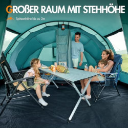 Portal Zelt 5-6 Personen Tunnelzelt Wasserdicht 3000 mm 6 Mann Campingzelt 2 Schlafkabinen mit Stehhöhe Vorzelt Bodenwanne XX