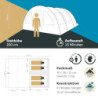 Skandika Tunnelzelt Kemi für 4 Personen | Camping Zelt, 2 Schlafkabinen, 2 m Stehhöhe, wasserfest, 3000 mm Wassersäule, Front
